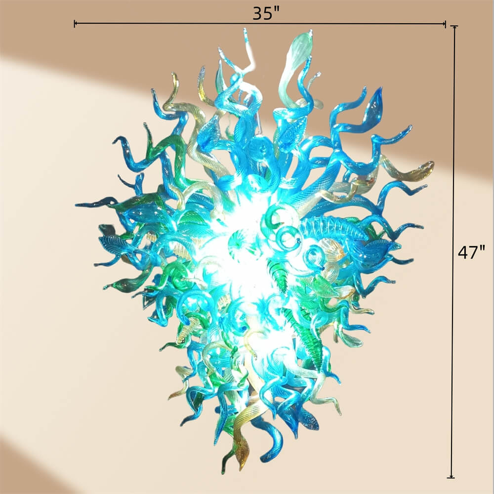 Green and blue color blown glass lighting chandelier