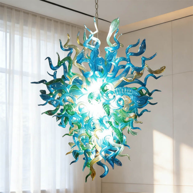 Green and blue color blown glass lighting chandelier