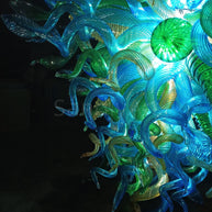Green and blue color blown glass lighting chandelier