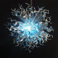 Blue gradient transparent handmade blown glass dining room light