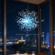 Blue gradient transparent handmade blown glass dining room light