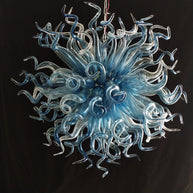 Blue gradient transparent handmade blown glass dining room light
