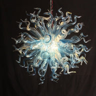 Blue gradient transparent handmade blown glass dining room light