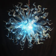 Blue gradient transparent handmade blown glass dining room light