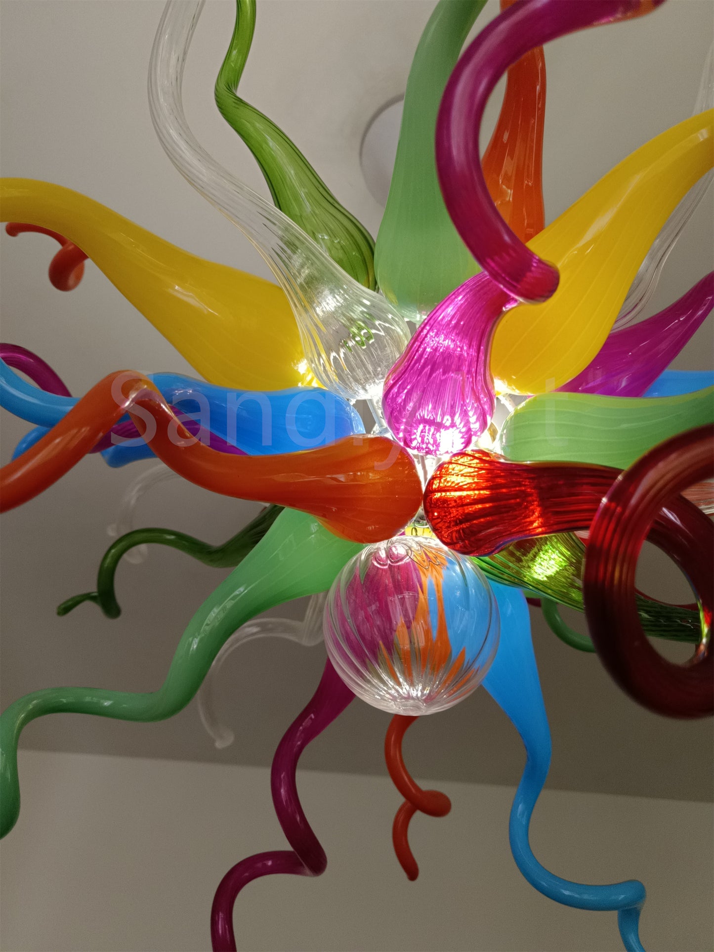 Colorful blown glass lighting chihuly style dining room decoration