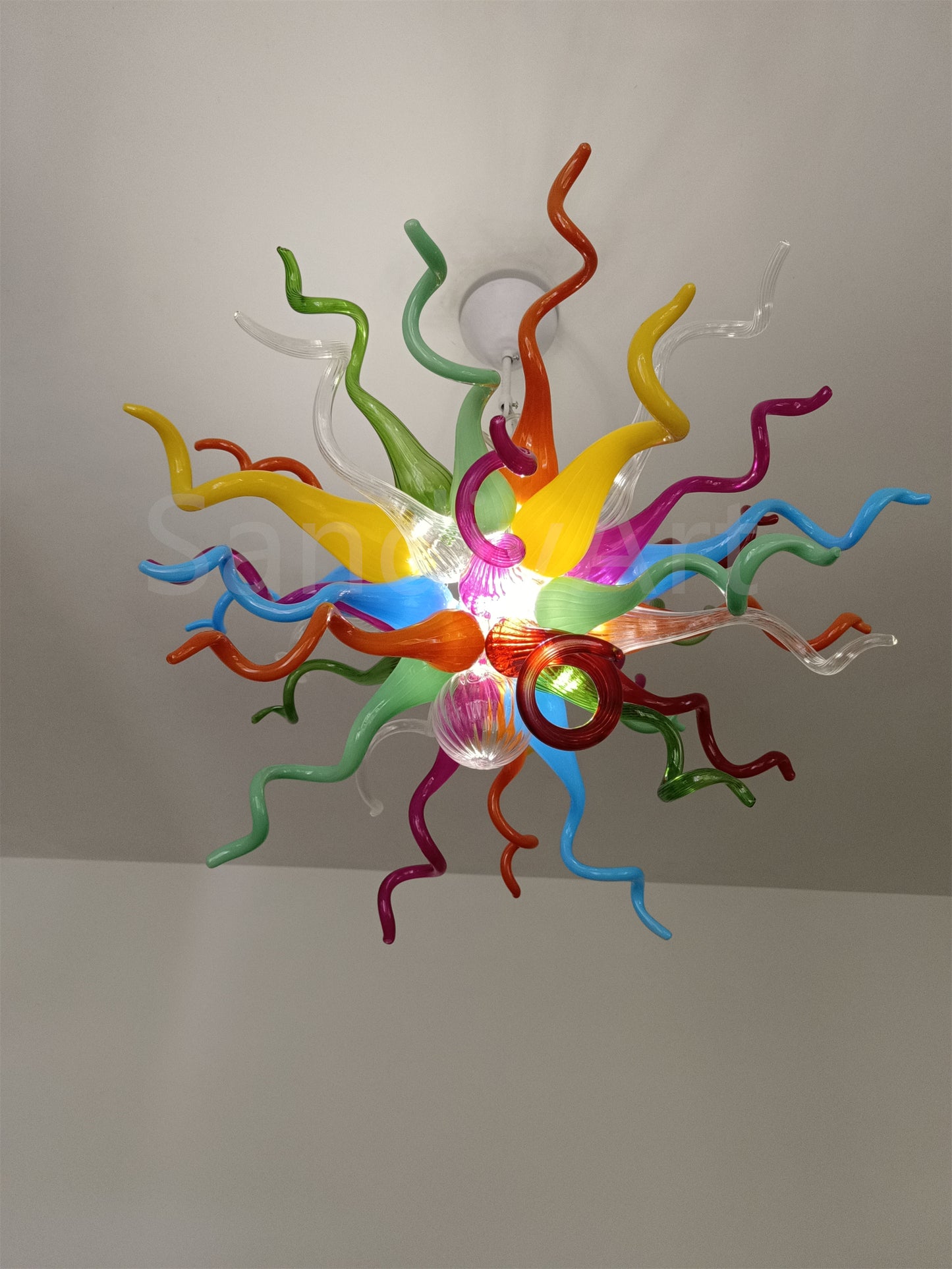 Colorful blown glass lighting chihuly style dining room decoration