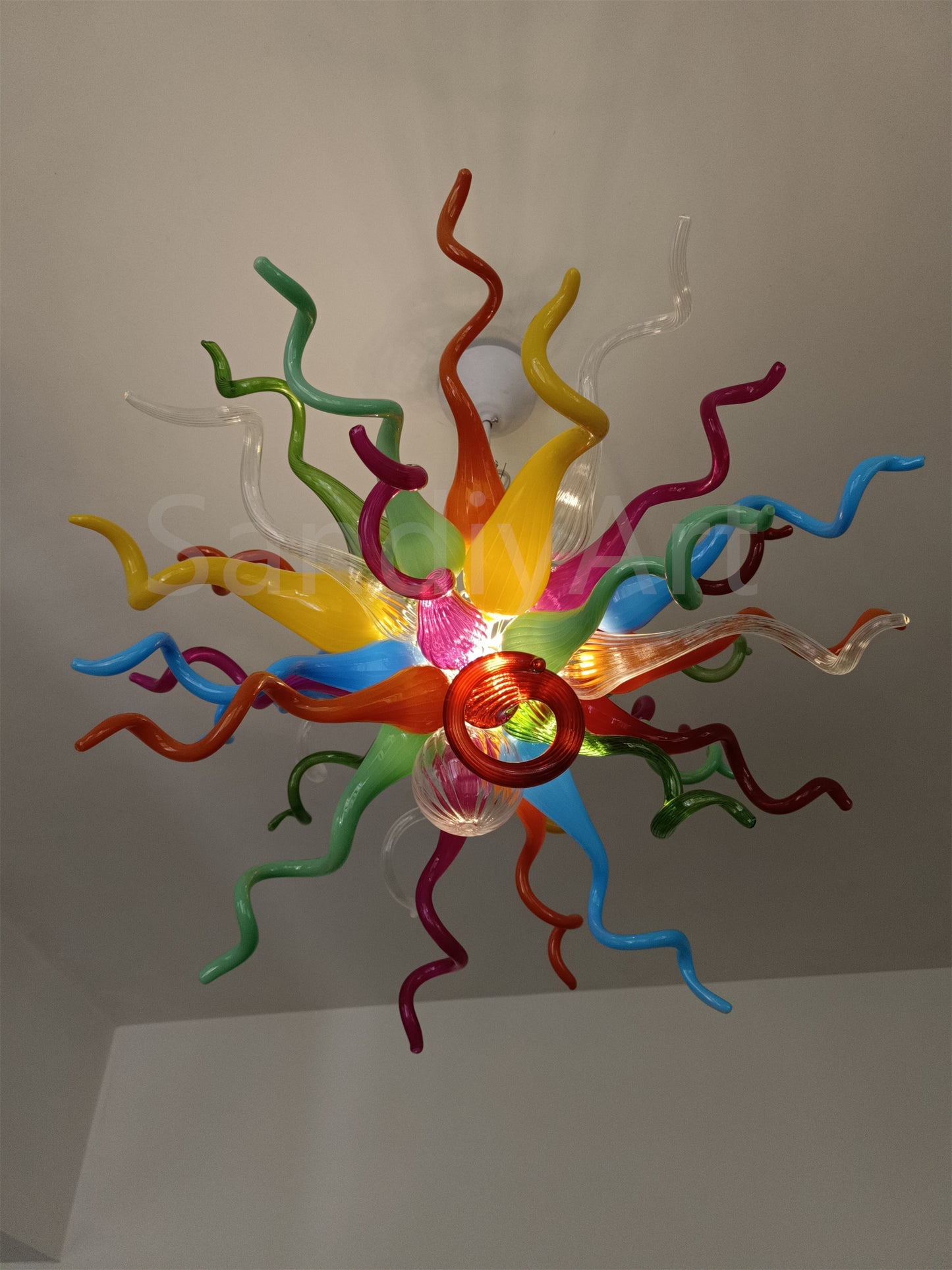 Colorful blown glass lighting chihuly style dining room decoration