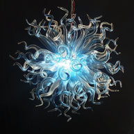 Blue gradient transparent handmade blown glass dining room light