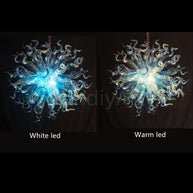 Blue gradient transparent handmade blown glass dining room light