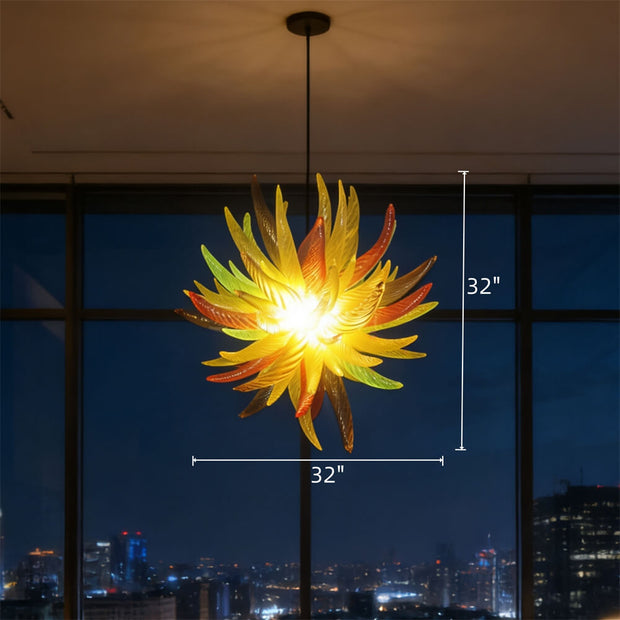 Flame shape and color hand blown glass chandeliers modern design
