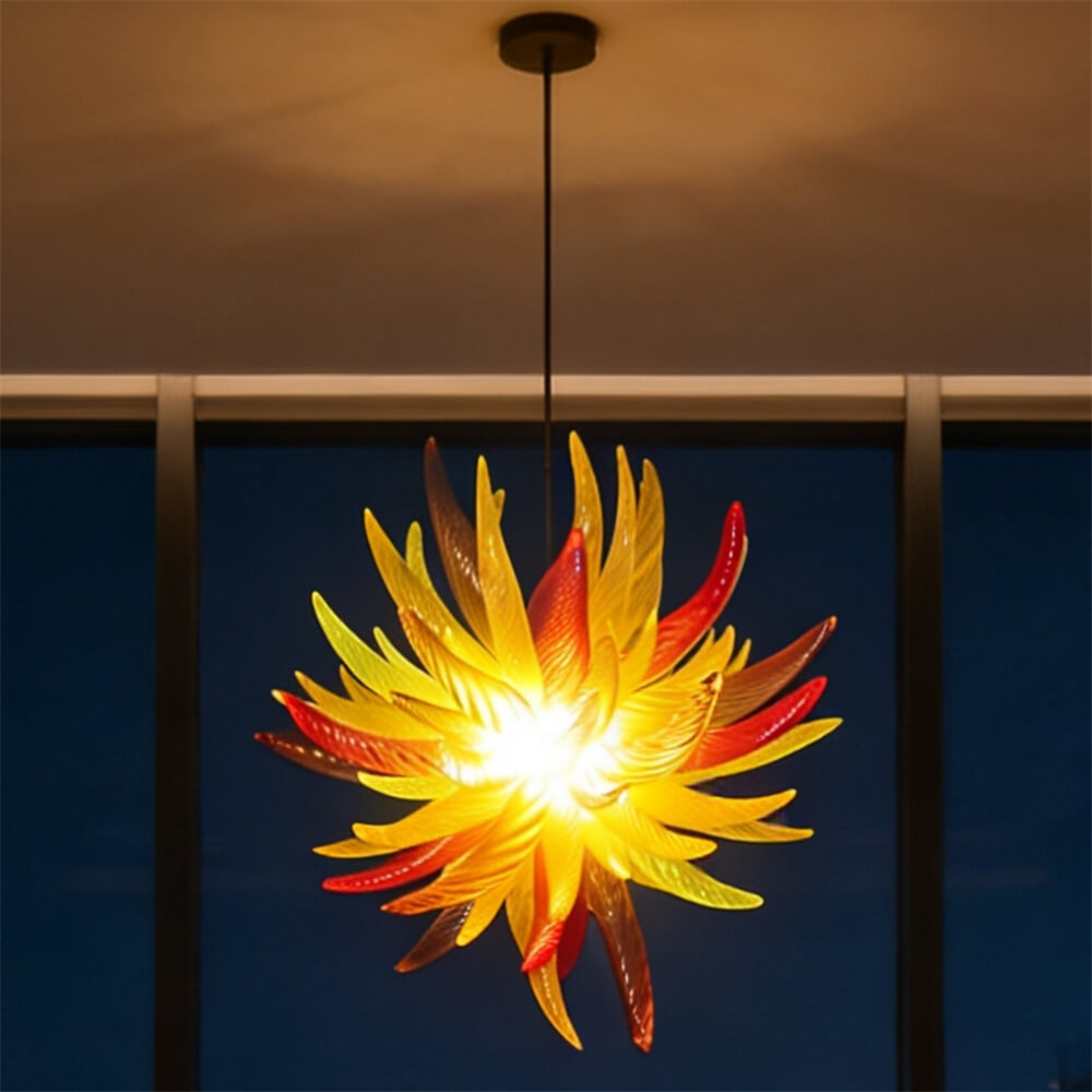 Flame shape and color hand blown glass chandeliers modern design