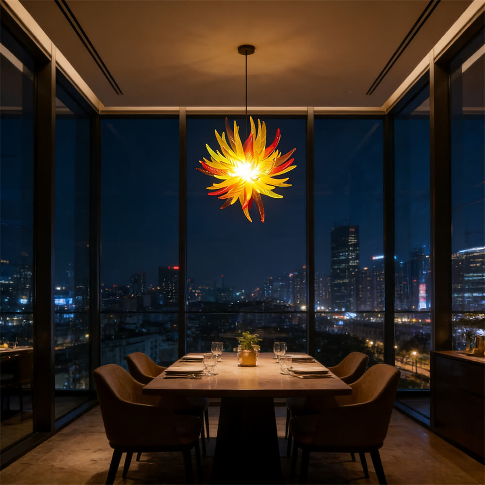 Flame shape and color hand blown glass chandeliers modern design
