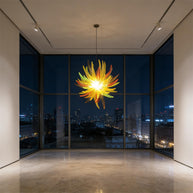 Flame shape and color hand blown glass chandeliers modern design