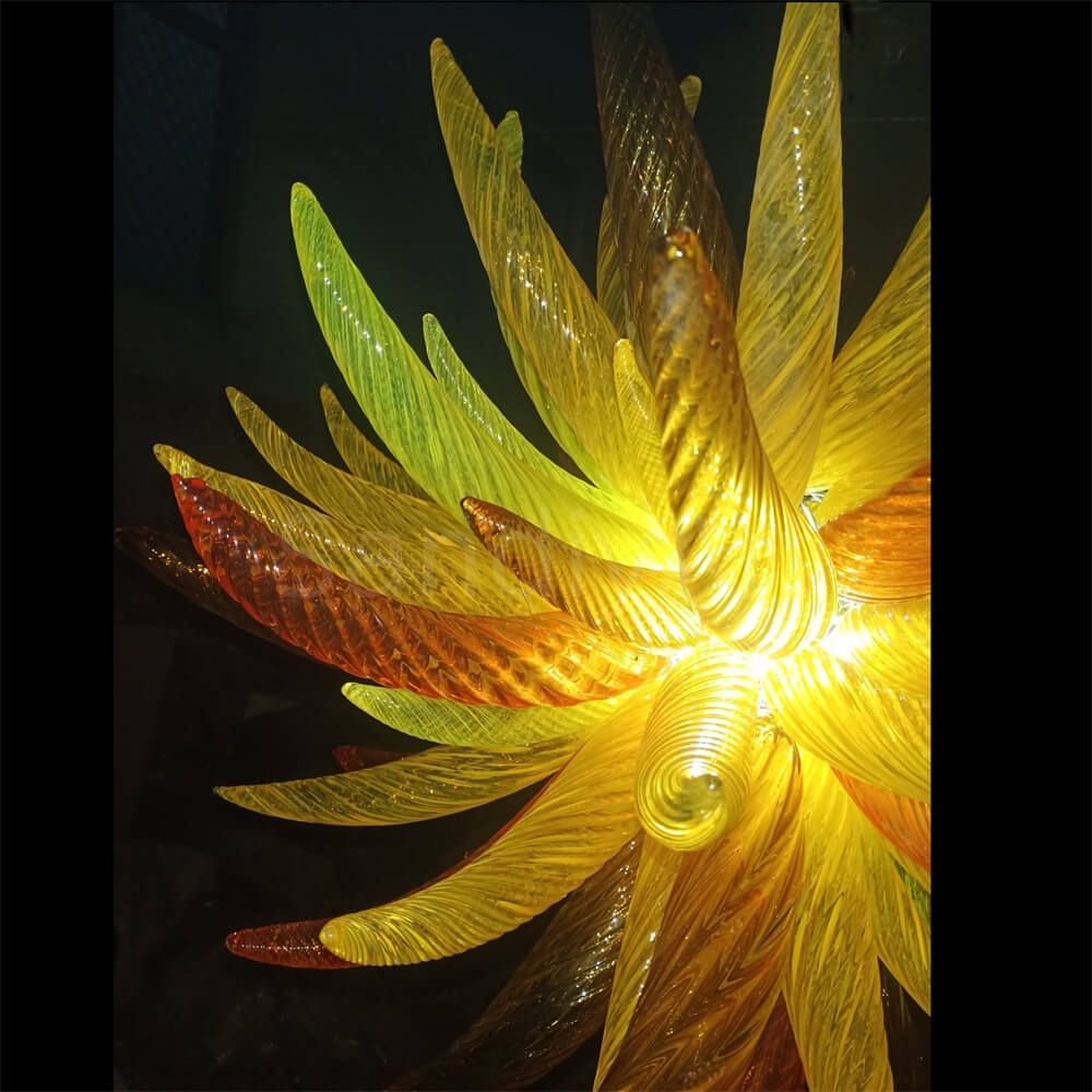 Flame shape and color hand blown glass chandeliers modern design
