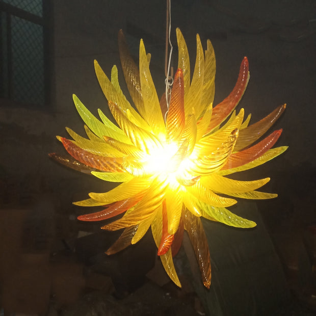 Flame shape and color hand blown glass chandeliers modern design