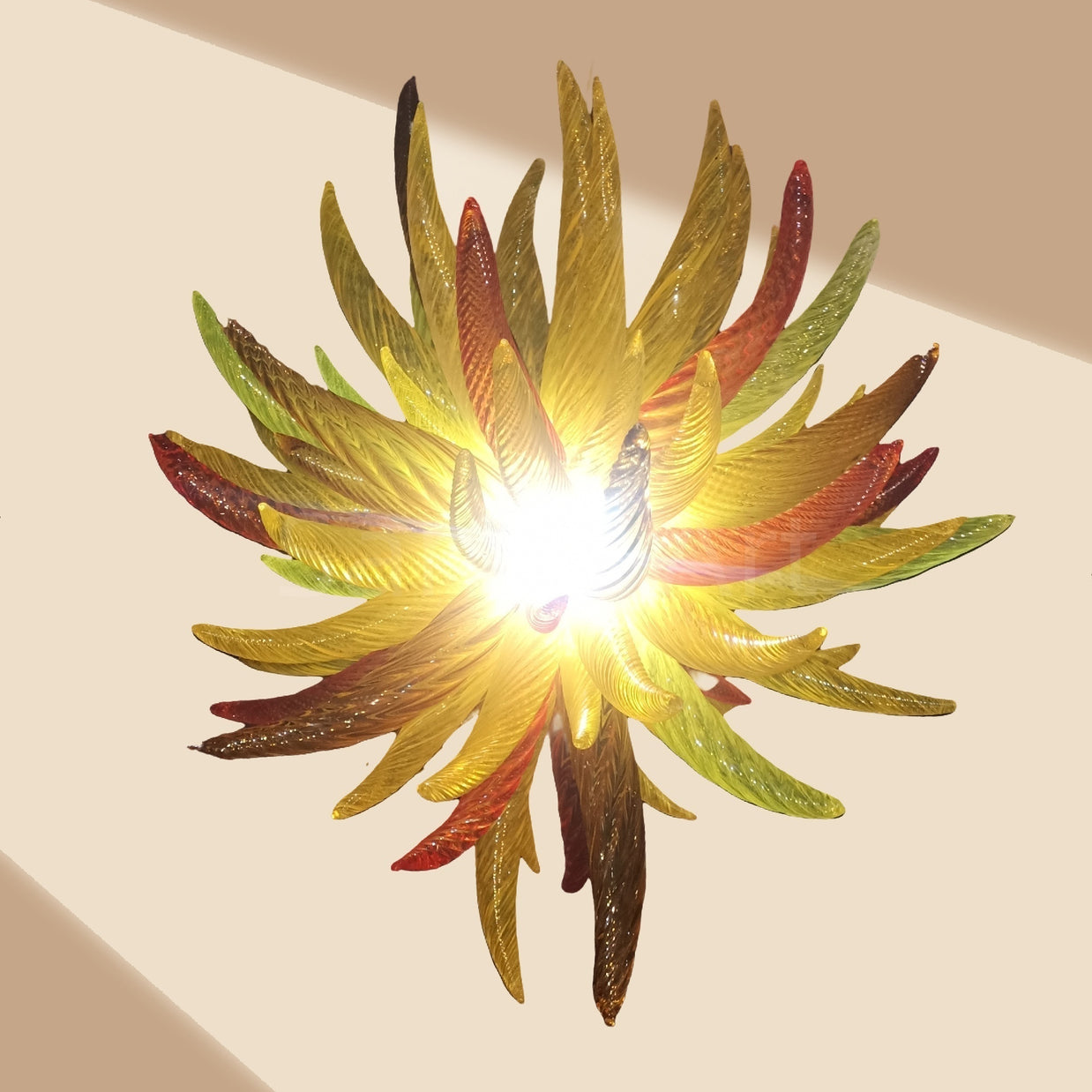 Flame shape and color hand blown glass chandeliers modern design