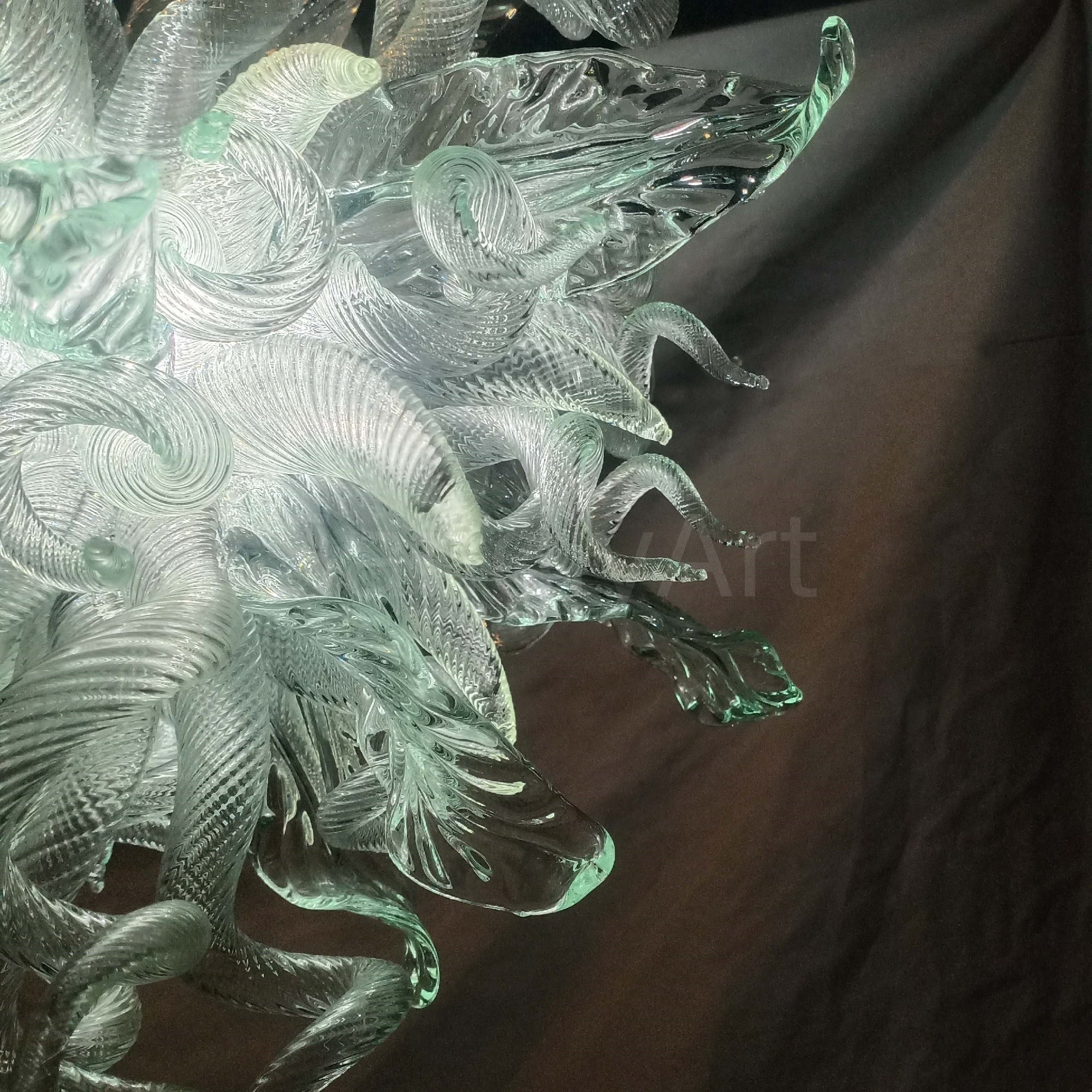 Clear art blown glass chandeliers from factory production