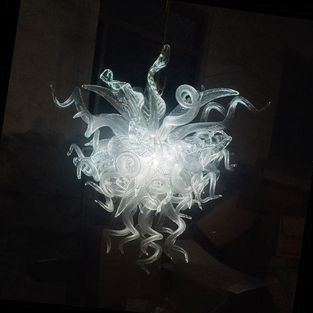 Clear art blown glass chandeliers from factory production