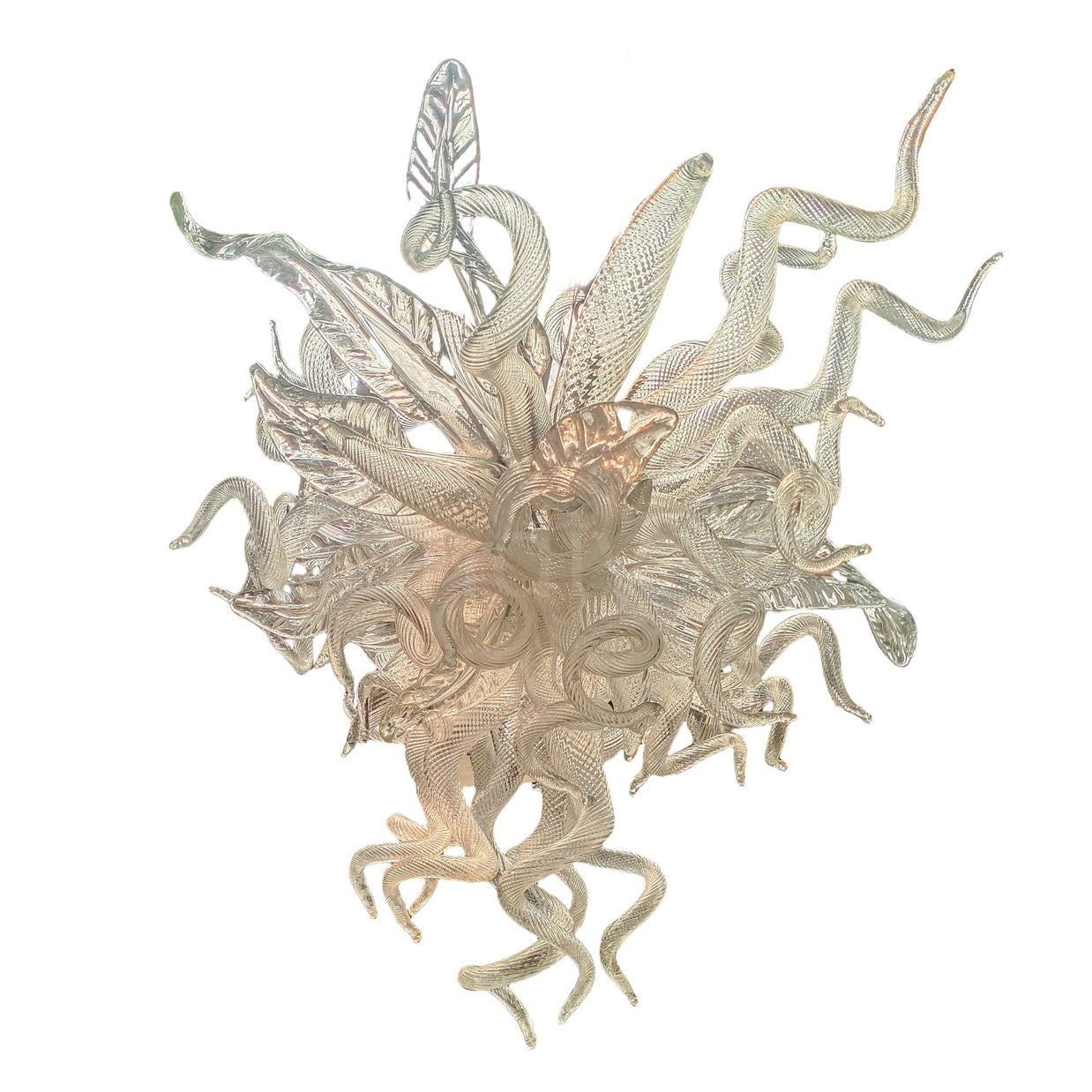 Clear art blown glass chandeliers from factory production