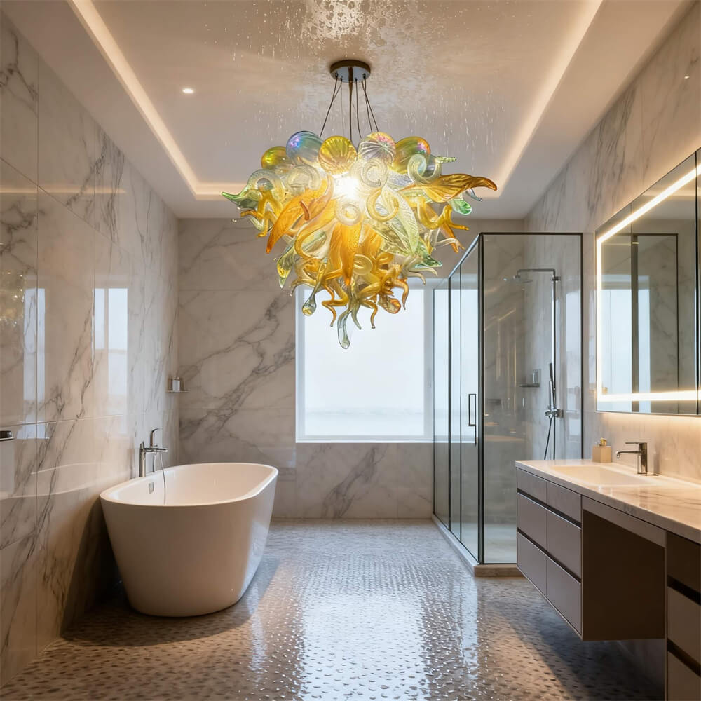 Luxury gold art glass chandelier