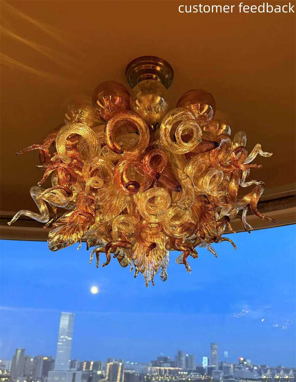 Luxury gold art glass chandelier