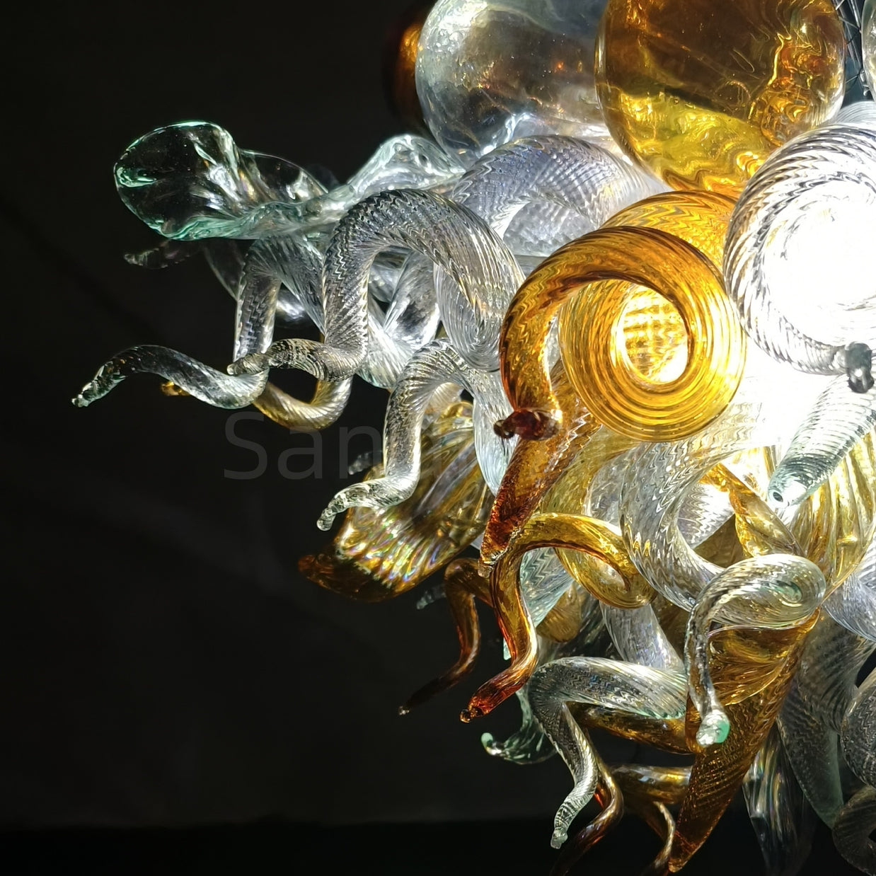 Gold color with globs custom blown glass chandeliers