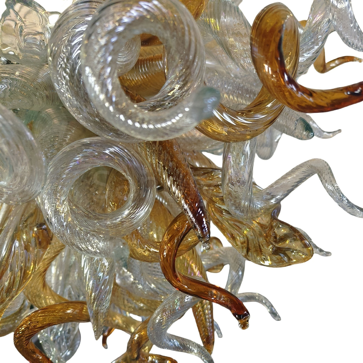Gold color with globs custom blown glass chandeliers