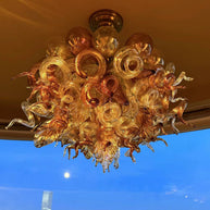 Gold color with globs custom blown glass chandeliers