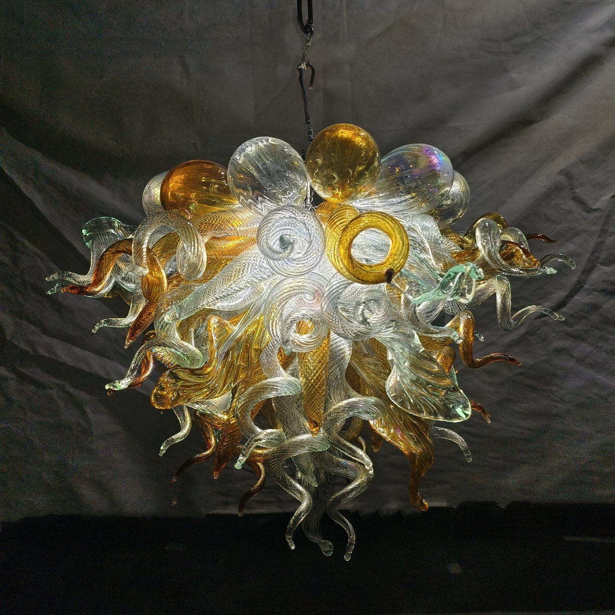 Gold color with globs custom blown glass chandeliers