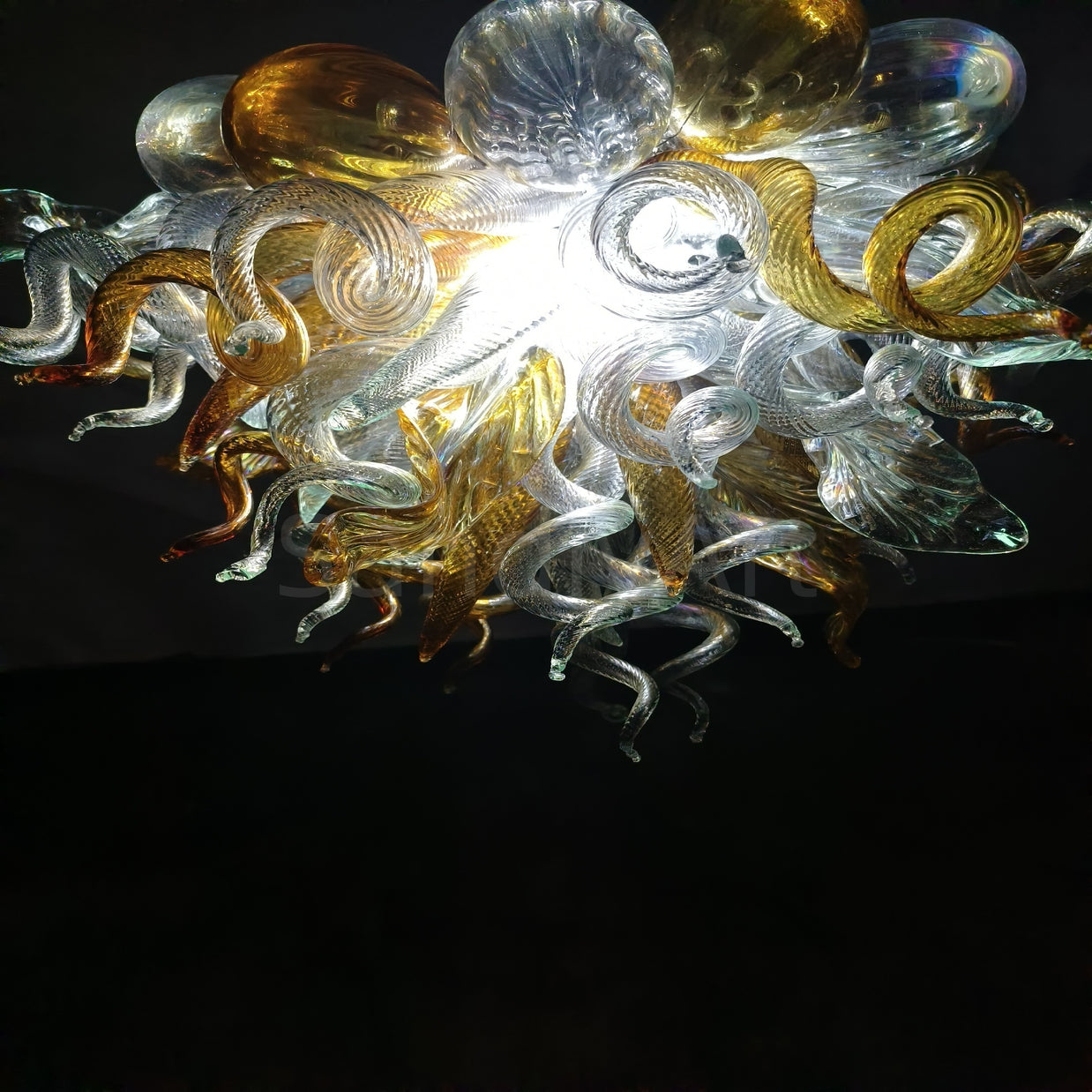 Gold color with globs custom blown glass chandeliers