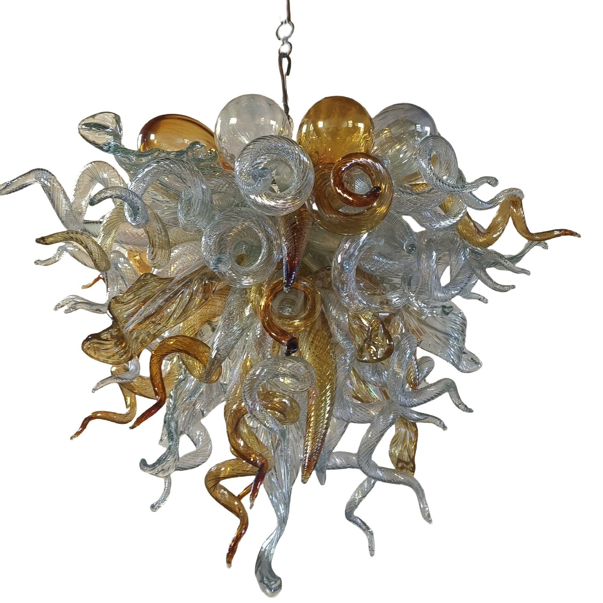 Gold color with globs custom blown glass chandeliers