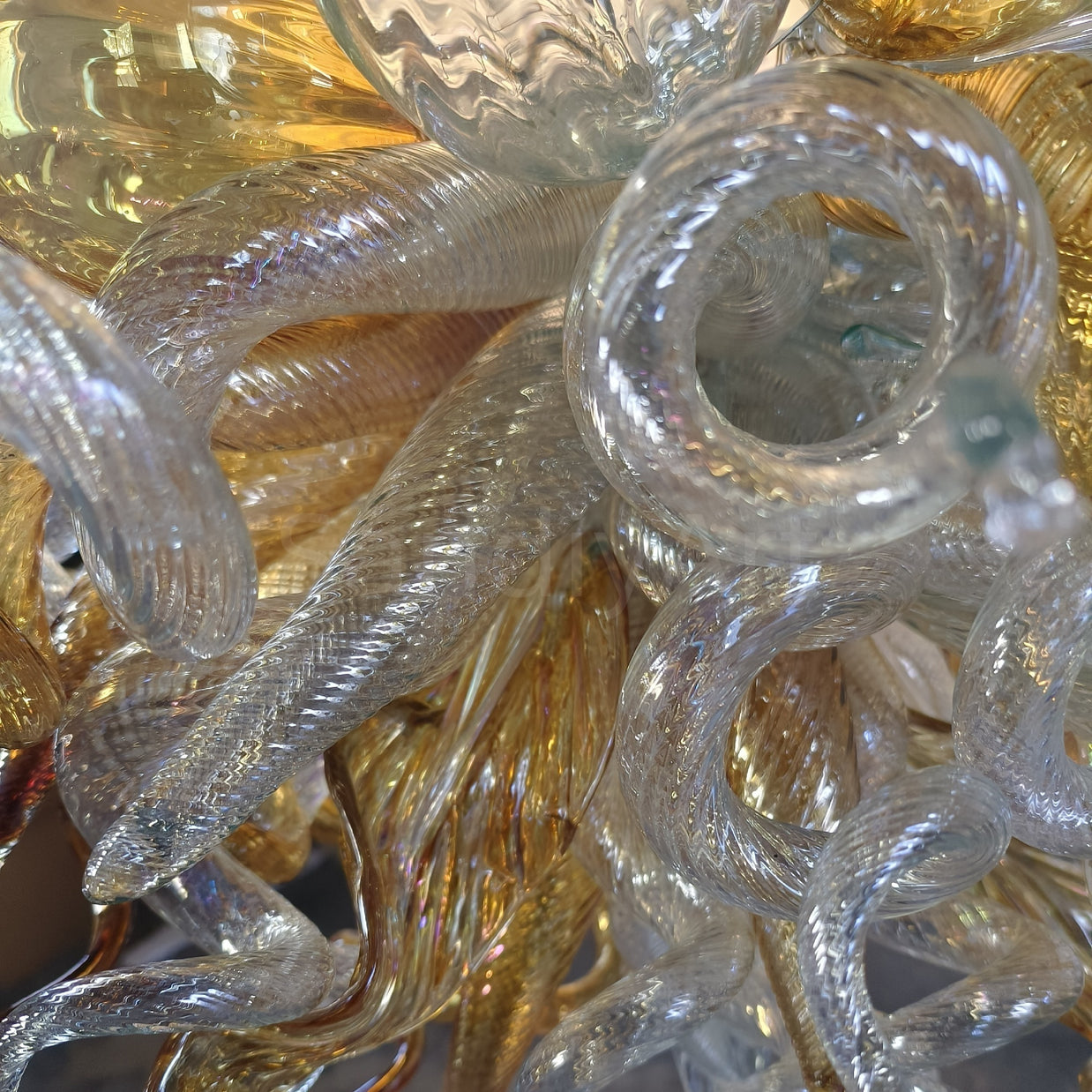Gold color with globs custom blown glass chandeliers