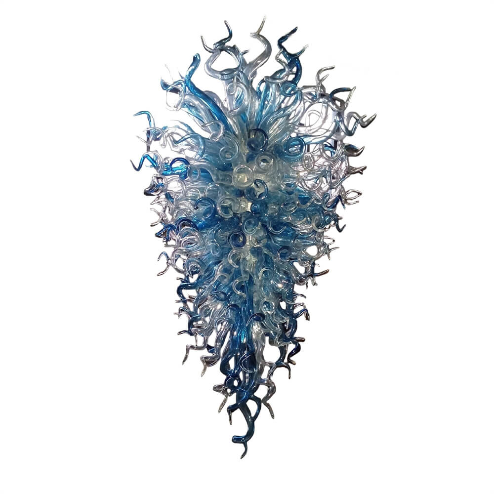 Big hotel decoration blown glass chandelier blue and clear color