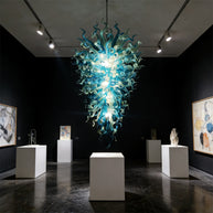 Big hotel decoration blown glass chandelier blue and clear color