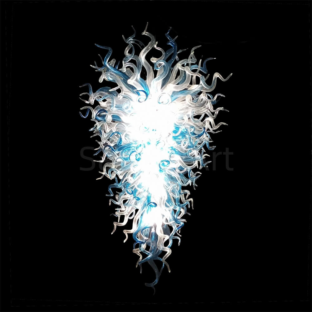 Big hotel decoration blown glass chandelier blue and clear color