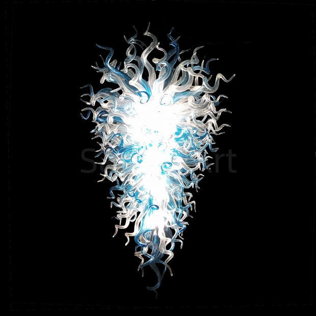 Big hotel decoration blown glass chandelier blue and clear color