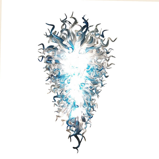 Big hotel decoration blown glass chandelier blue and clear color
