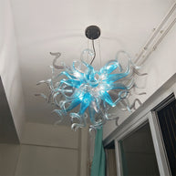 Blue with grey glass chandelier dining room decoration lighting