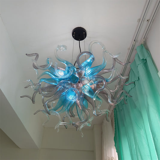 Blue with grey glass chandelier dining room decoration lighting