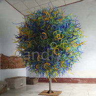 200cm big round multicolor chihuly style glass garden sculpture hand made design