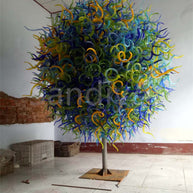 200cm big round multicolor chihuly style glass garden sculpture hand made design