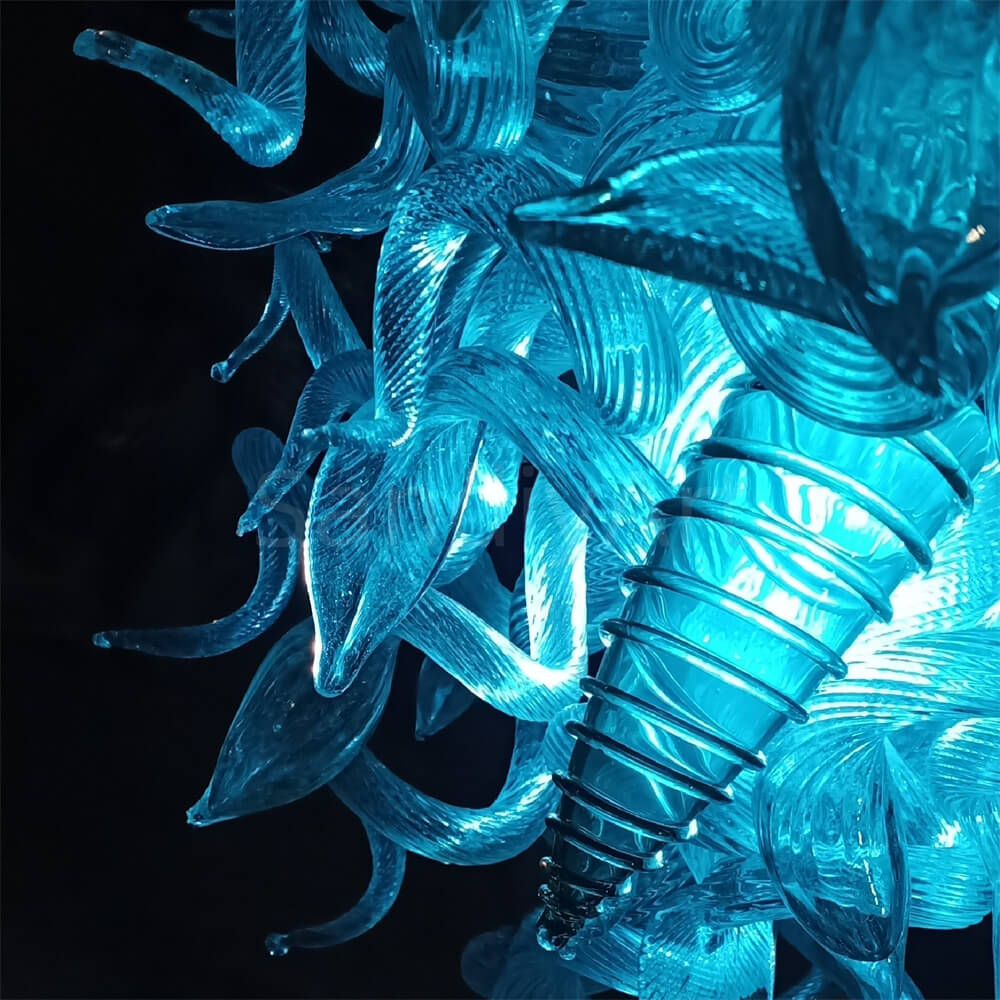 Ocean blue color chihuly style glass chandelier