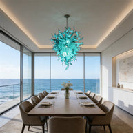 Ocean blue color chihuly style glass chandelier