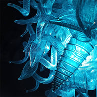 Ocean blue color chihuly style glass chandelier