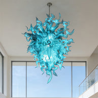 Ocean blue color chihuly style glass chandelier