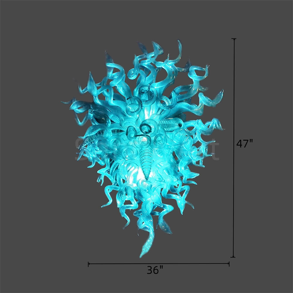 Ocean blue color chihuly style glass chandelier
