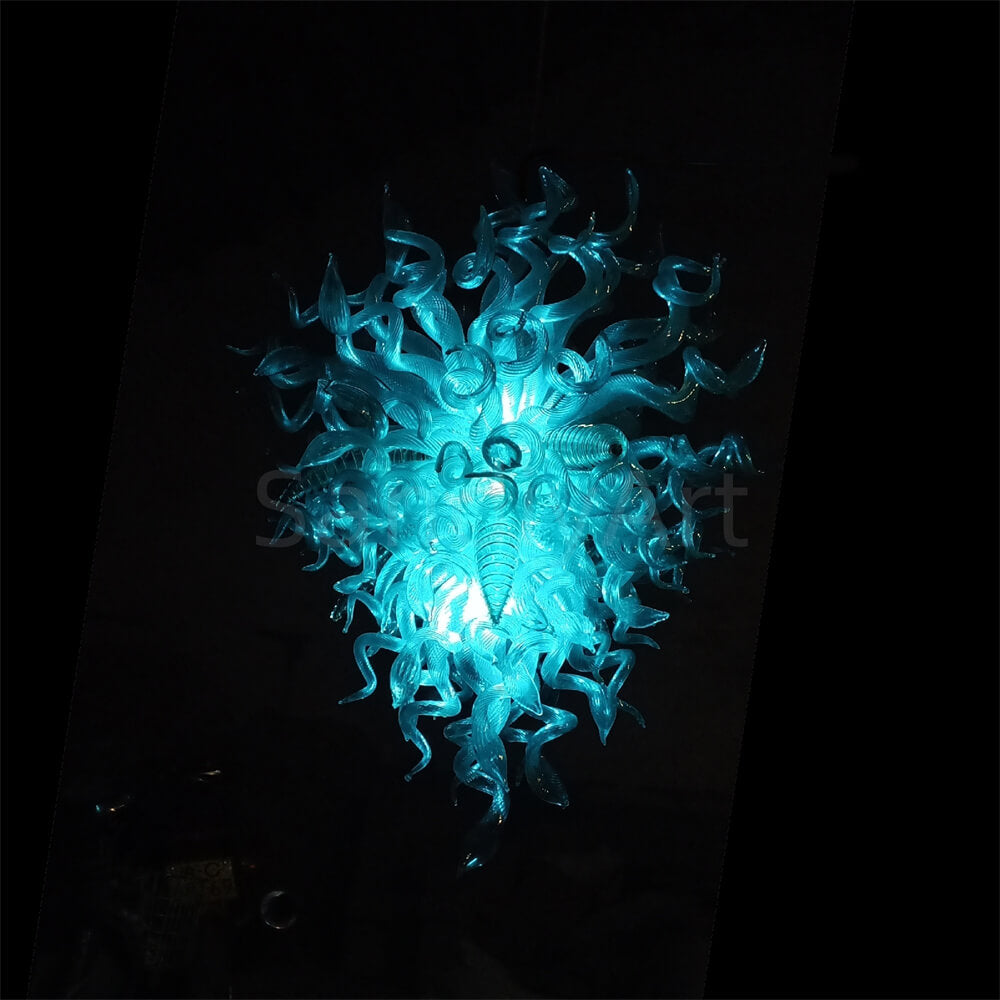 Ocean blue color chihuly style glass chandelier