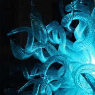 Ocean blue color chihuly style glass chandelier