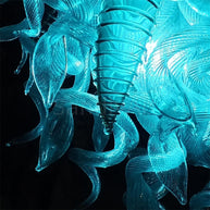 Ocean blue color chihuly style glass chandelier