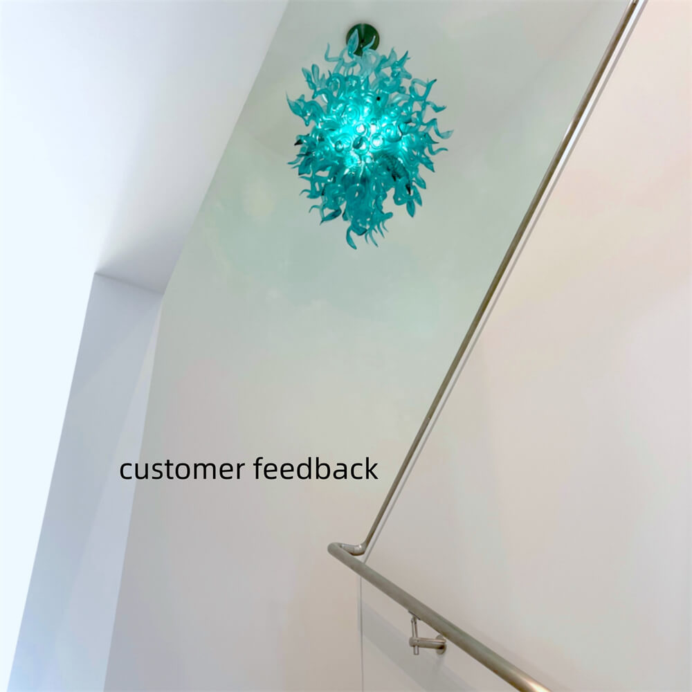 Ocean blue color chihuly style glass chandelier